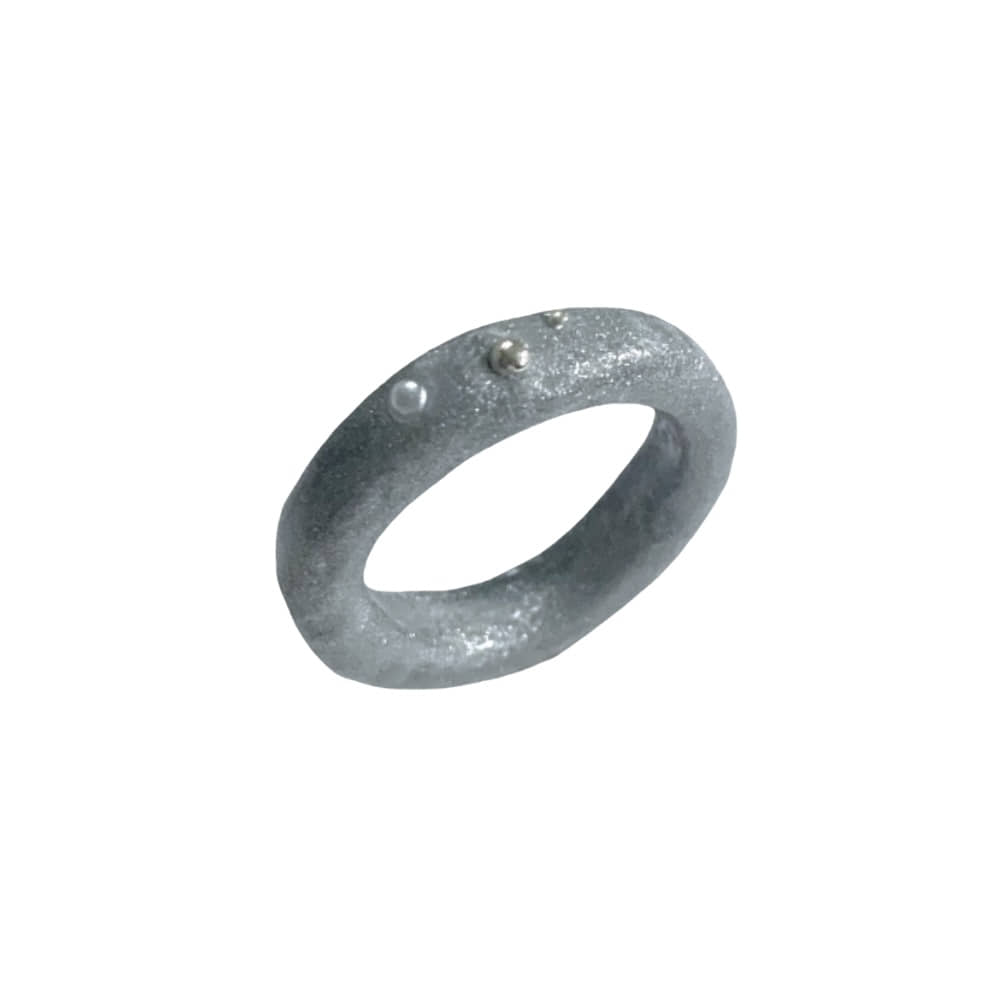 silver pearl glitter ring