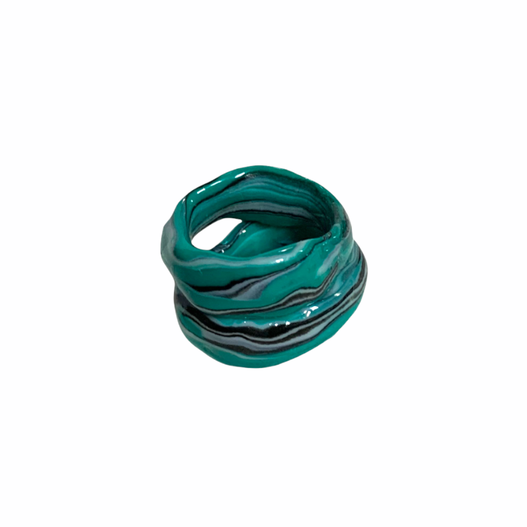 bluish green knuckle ring