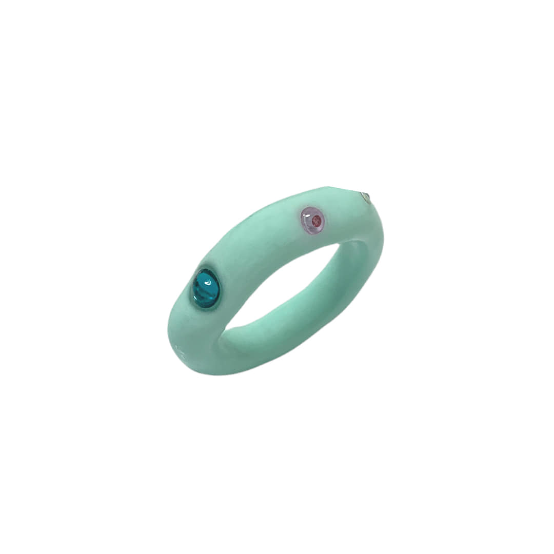 color beads ring_mint