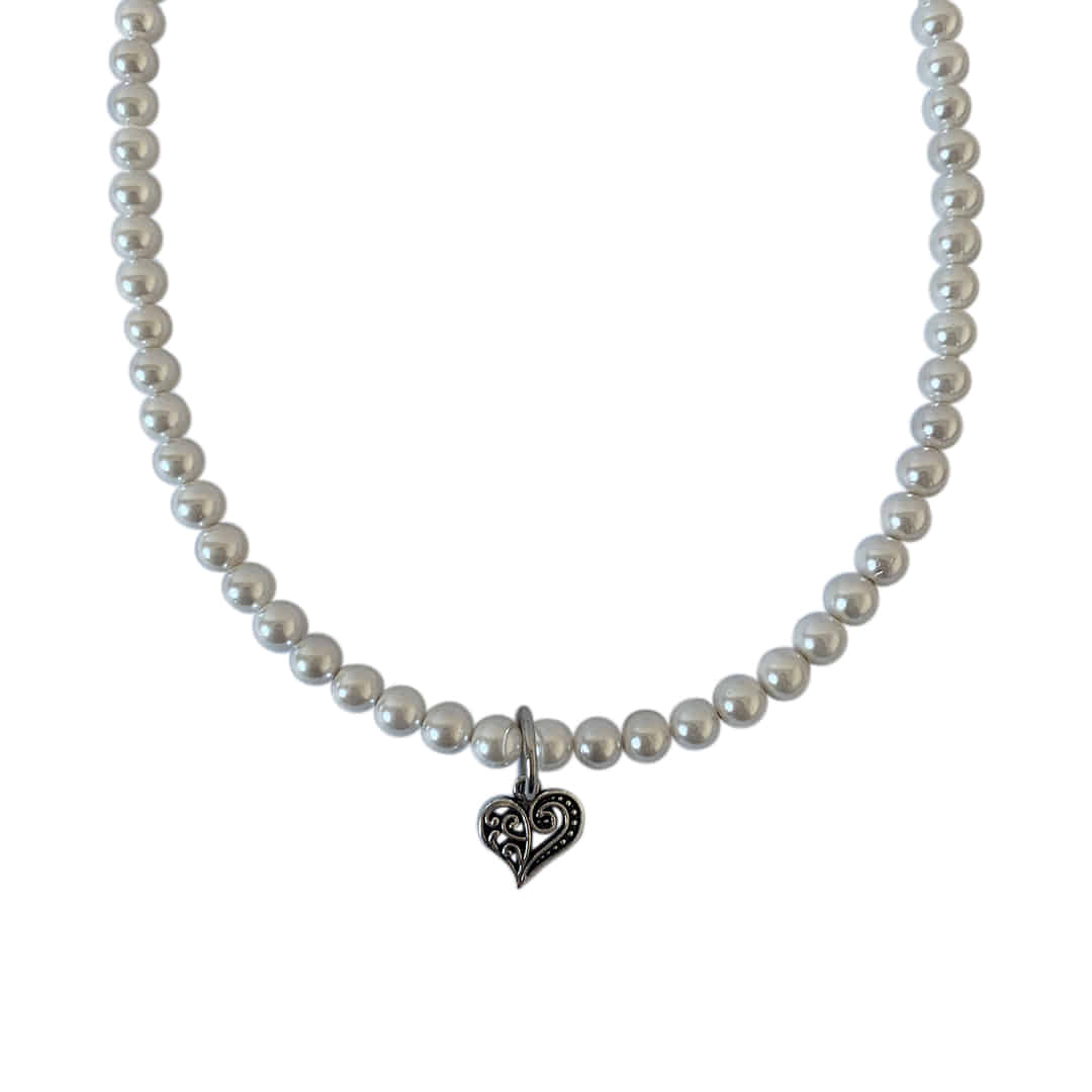 swarovski pearl heart motif