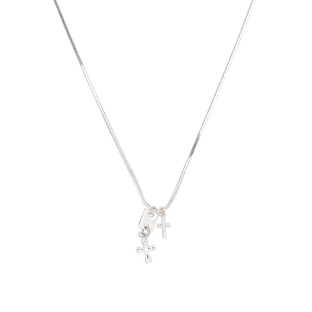 [silver925] double cross necklace