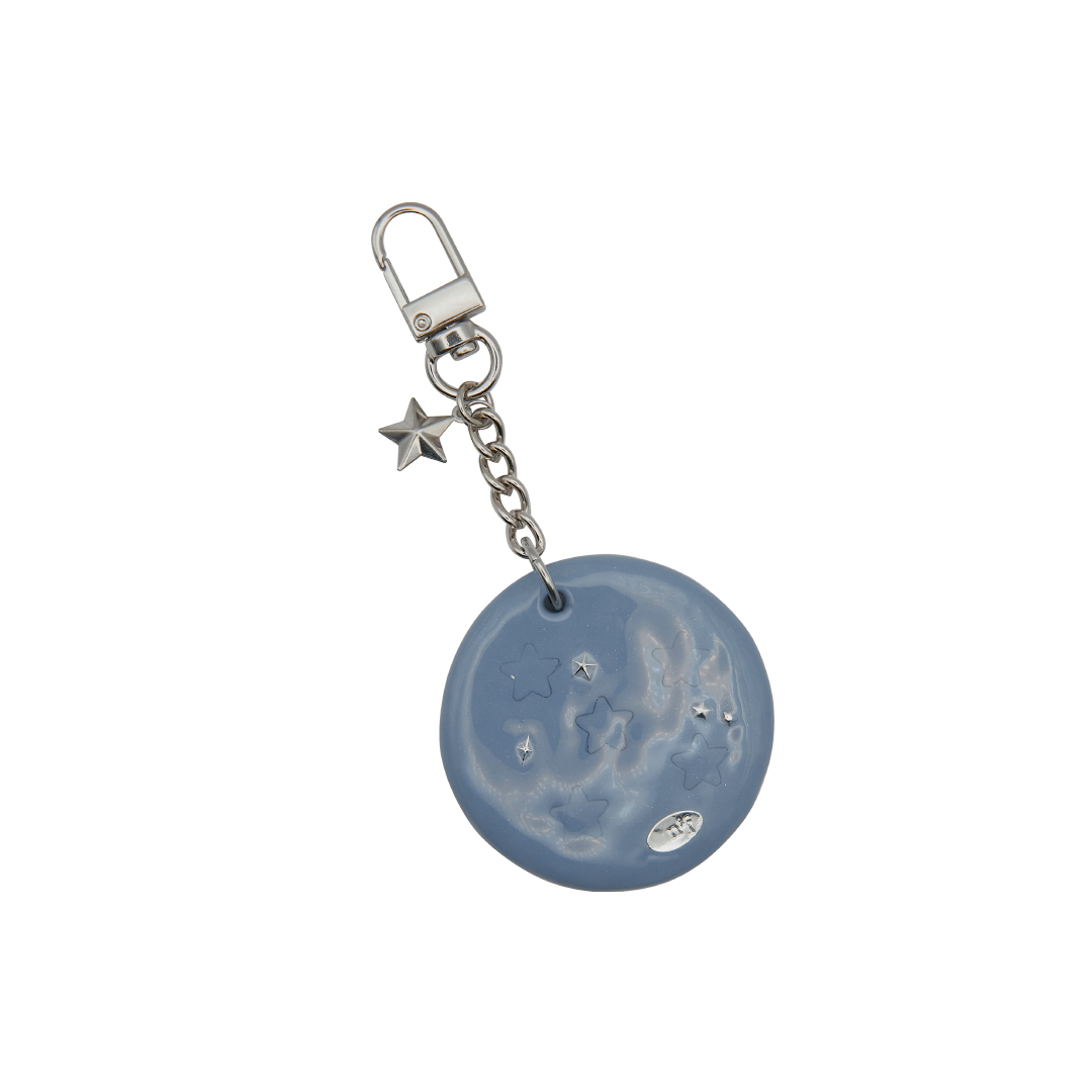 round star mirror key ring-blue