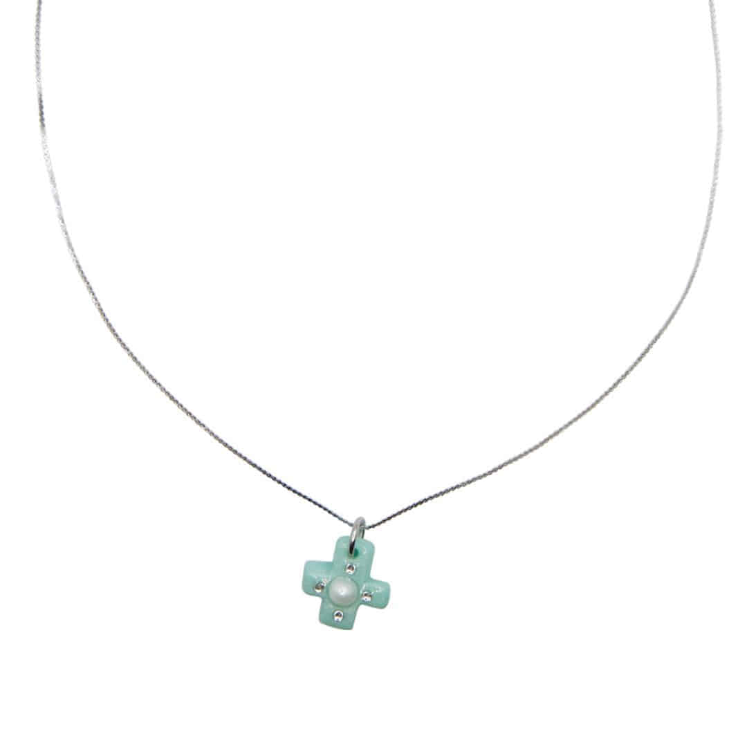 crossway pearl necklace-mint