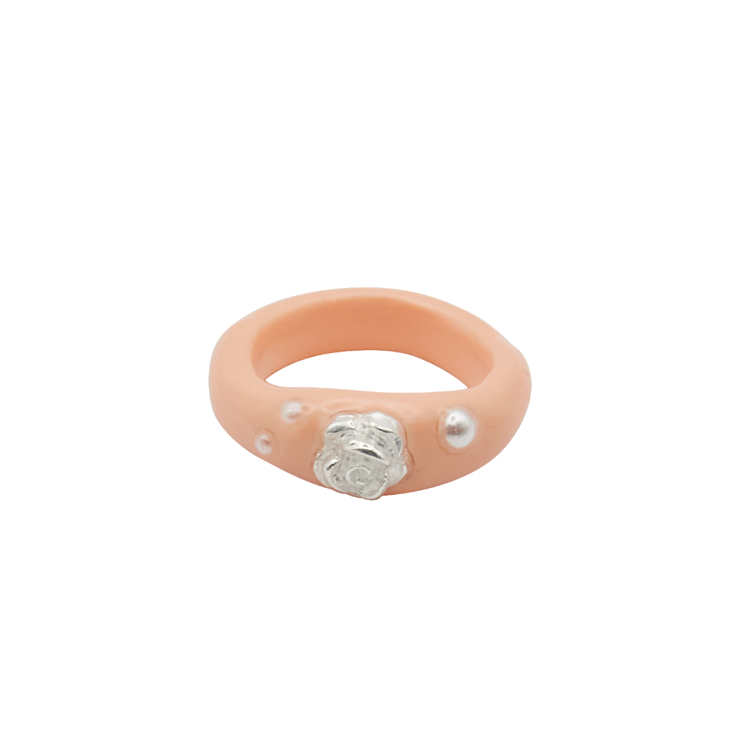 rose solitaire ring-apricot