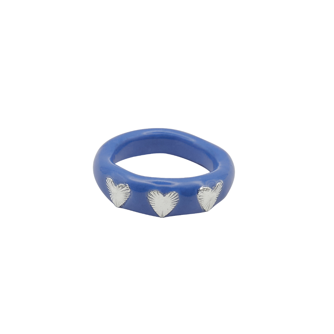 shield heart ring-blue