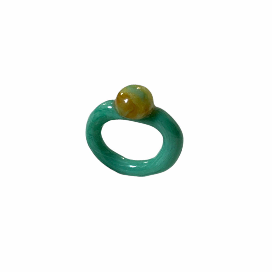 mint marble dot ring