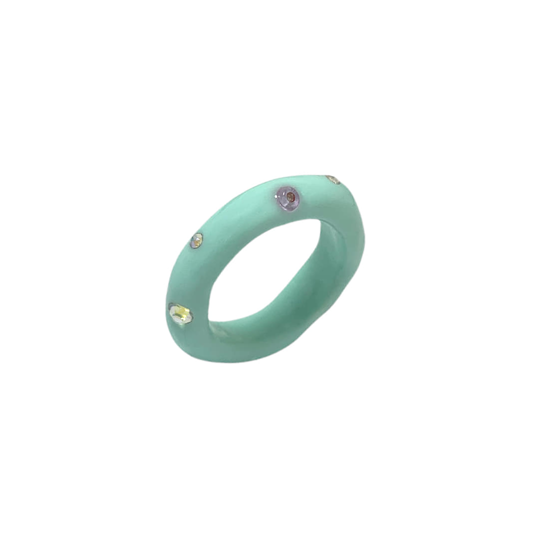color beads ring_mint