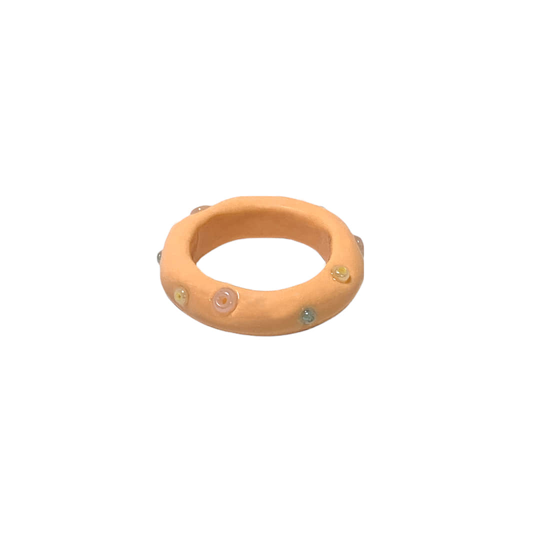 color beads ring_apricot