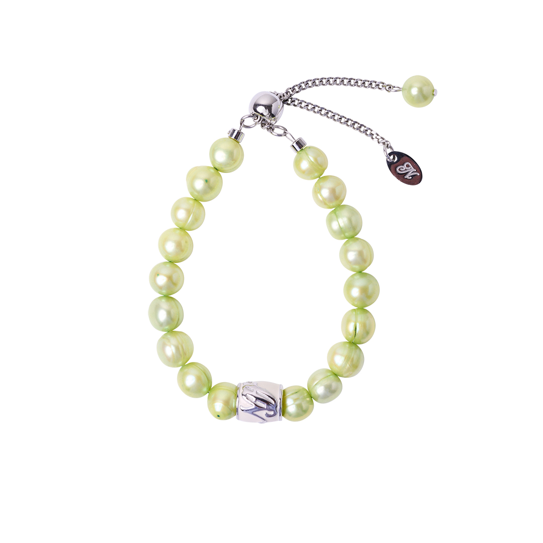 green pearl charm bracelet