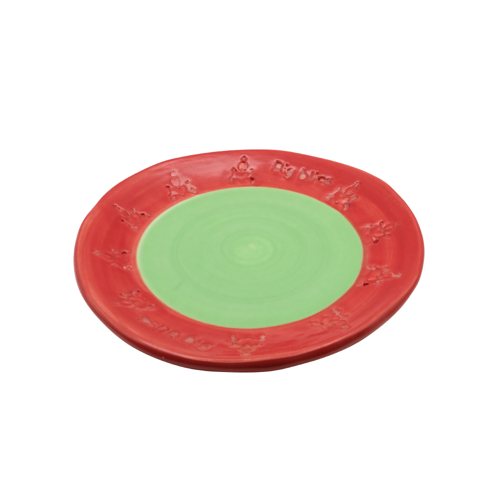 ceramic plate-red green