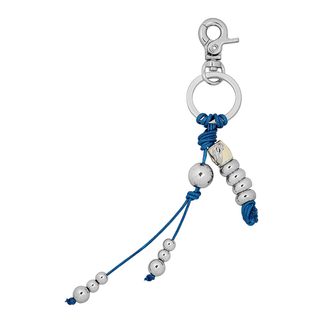blue string charm key ring