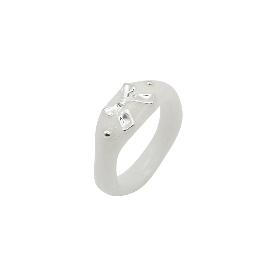 ribbon metal ring-white