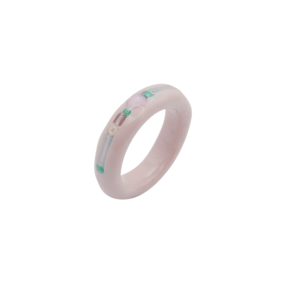 beaded halo ring-pink